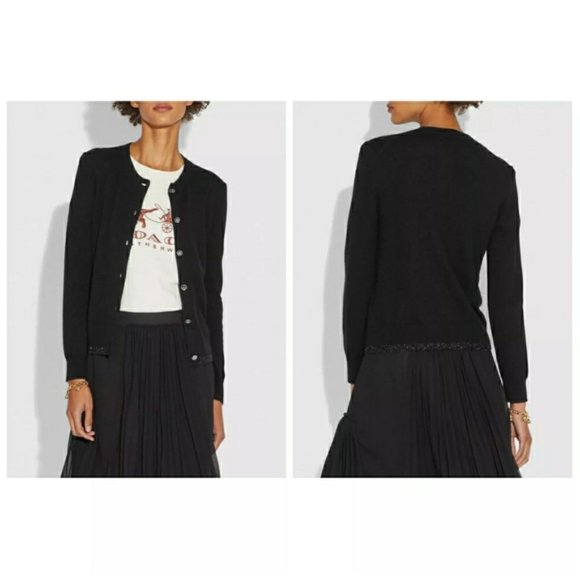 Coach Tea Rose Button Down Wool and Cashmere Cardigan Sweater Rare NEW - Picture 3 of 11